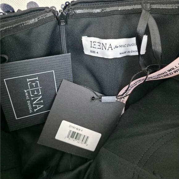 Ieena Mac Duggal Black Strapless Sequin Evening Gown With Bow Sz 4 NWT - Picture 10 of 11